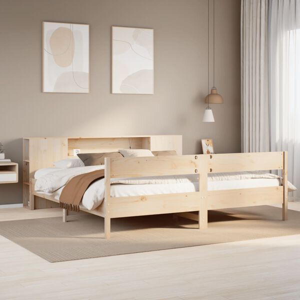 vidaXL Bookcase Bed without Mattress 180x200 cm Super King Solid Wood Pine
