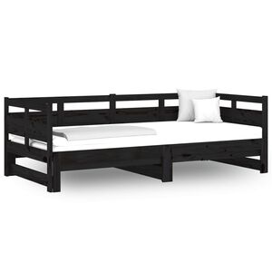 vidaXL Pull-out Day Bed without Mattress Black 2x(80x200) cm