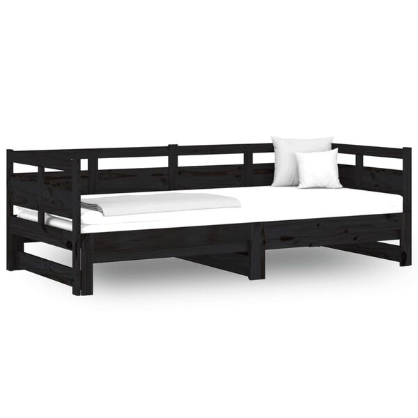vidaXL Pull-out Day Bed without Mattress Black 2x(80x200) cm