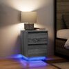 vidaXL Bedside Cabinet with LED Lights&nbsp;Grey Sonoma 38x34x50 cm