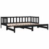vidaXL Day Bed with Trundle without Mattress Black 90x200 cm Solid Wood