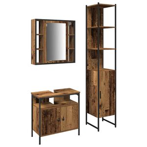 vidaXL Bathroom Furniture Set 3 pcs Old Wood Engineered Wood