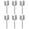 vidaXL Fence Anchors 6 pcs Silver 8x6x30 cm Galvanised Steel