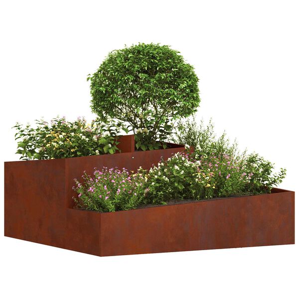 vidaXL Garden Planter Brown 100 x 100 x 50 cm Weathering Steel