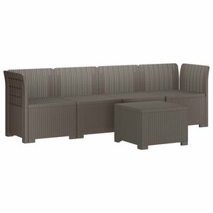vidaXL 4-Seater Garden Sofa Rattan Look PP Light Grey