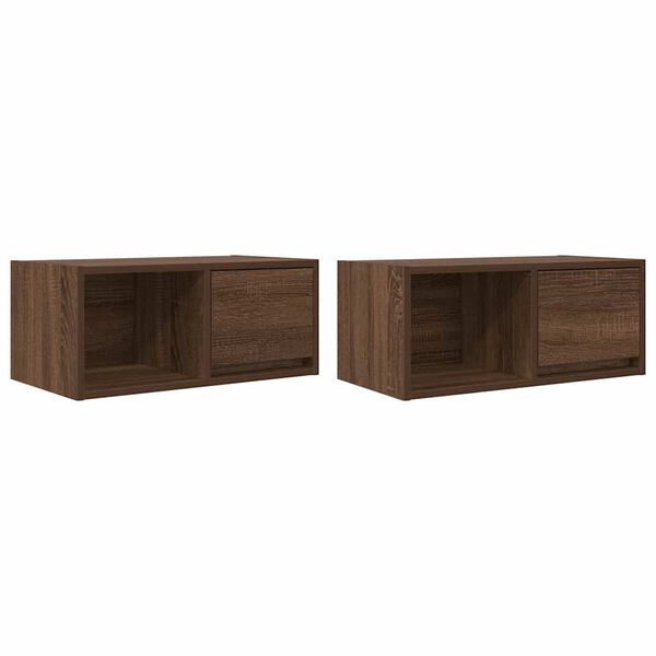 vidaXL TV Cabinets 2 pcs Brown Oak 60x31x25.5 cm Engineered Wood