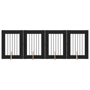 vidaXL Dog Gate with Stands 4 pcs Black Oak 60 x 80 cm Engineered Wood