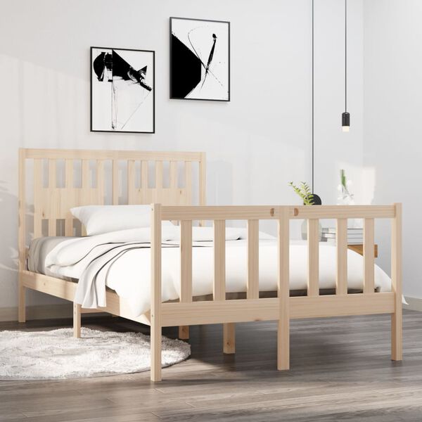 vidaXL Bed Frame without Mattress 120x190 cm Small Double Solid Wood