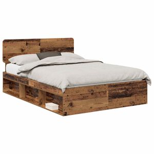 vidaXL Bed Frame with Headboard Old Wood 150 x 200 cm Solid Pine Wood