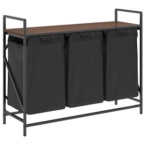 vidaXL Laundry Basket 3 Compartments with Shelf Brown Oak
