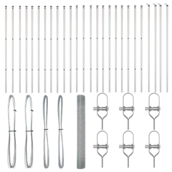 vidaXL Fence Post Silver 50 x 1.2 m (12 x 12 mm mesh) Steel