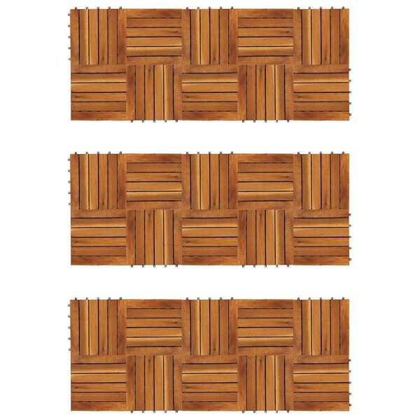 Decking Tiles Vertical Pattern 30 x 30 cm Acacia Set of 30