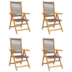 vidaXL Reclining Folding Chairs 4 pcs Grey Solid Wood Acacia