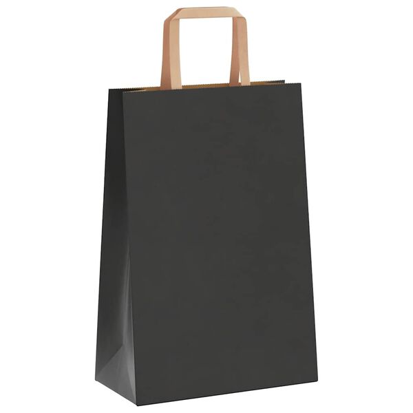 vidaXL Paper Bags 50 pcs with Handles Black 21x11x31 cm