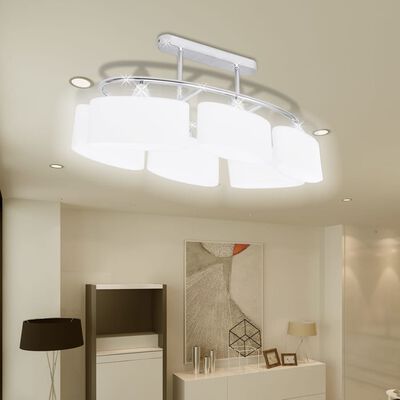 vidaXL Ceiling Lamp with Ellipsoid Glass Shades 2 pcs E14