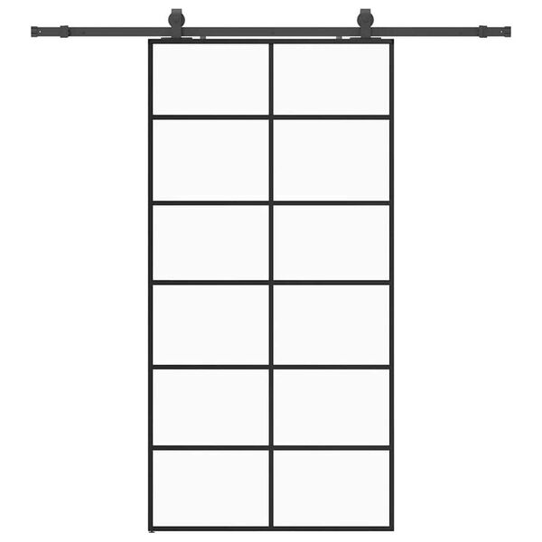 vidaXL Sliding Door with Hardware Set Black 102x205 cm ESG Glass