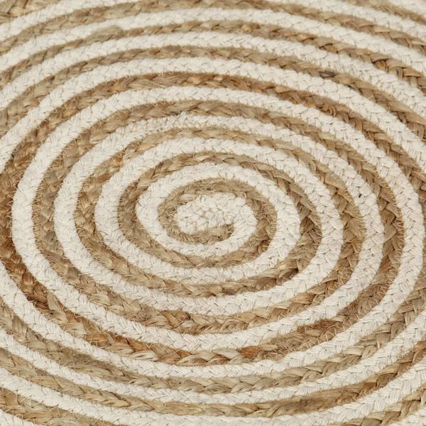 vidaXL Handmade Rug Jute with Spiral Design White 90 cm