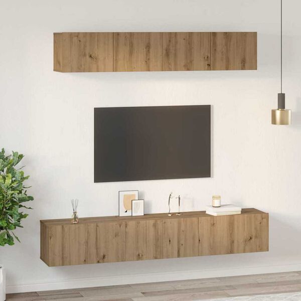 vidaXL TV Cabinet Set Wall-mounted 5 pcs Artisan Oak Engineered Wood
