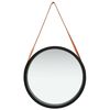 vidaXL Wall Mirror with Strap 50 cm Black