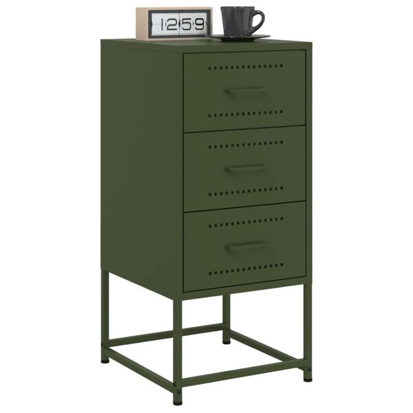 vidaXL Bedside Cabinets 2 pcs Olive Green 36x39x78 cm Steel
