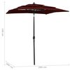 vidaXL 3-Tier Garden Parasol with Aluminium Pole Bordeaux Red 2x2 m