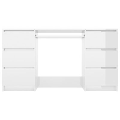 vidaXL Writing Desk High Gloss White 140x50x77 cm Engineered Wood