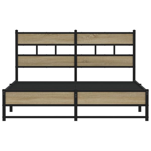 vidaXL Metal Bed Frame without Mattress Sonoma Oak 160x200 cm