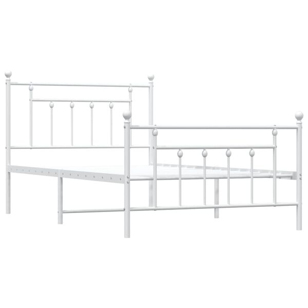 vidaXL Metal Bed Frame without Mattress with Footboard White 100x200cm