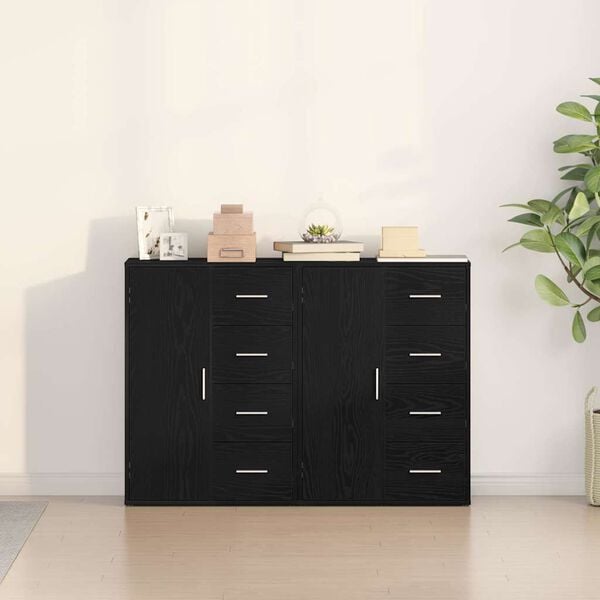 vidaXL Sideboard 2 pcs Black Oak 60 x 31 x 84 cm Engineered Wood
