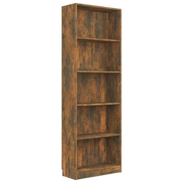 vidaXL 5-Tier Book Cabinet Smoked Oak 60x24x175 cm Engineered Wood