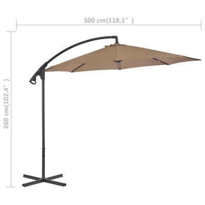 vidaXL Cantilever Umbrella with Steel Pole 300 cm Taupe