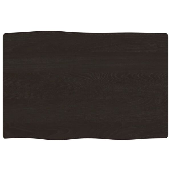 vidaXL Table Top Dark Brown 60x40x2 cm Treated Solid Wood Oak Live Edge