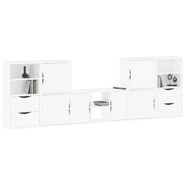 vidaXL 5 Piece TV Units with Storage ODDA White Solid Wood Pine