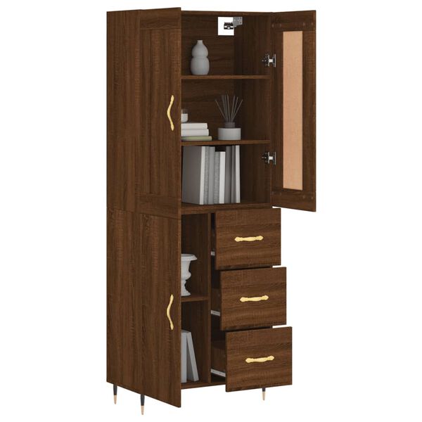 vidaXL Highboard Brown Oak 69.5x34x180 cm Engineered Wood