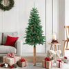 vidaXL Slim Christmas Tree with Real Wood and Cones Green 150 cm PVC