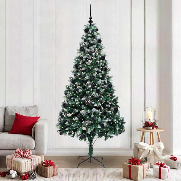 vidaXL Artificial Christmas Tree with 300 LEDs with Stand Green 210 cm