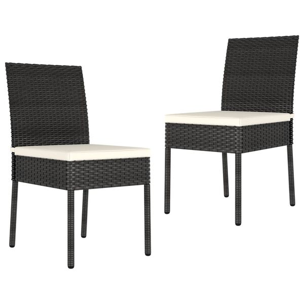 vidaXL 3 Piece Outdoor Dining Set with Cushions Poly Rattan Black