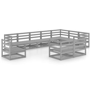 vidaXL 10 Piece Garden Lounge Set Grey Solid Pinewood