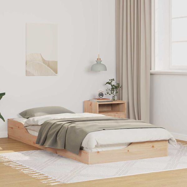 vidaXL Bed Frame Brown 100 x 210 cm Solid Pine Wood