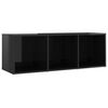 vidaXL 3 Piece TV Cabinet Set High Gloss Black Engineered Wood