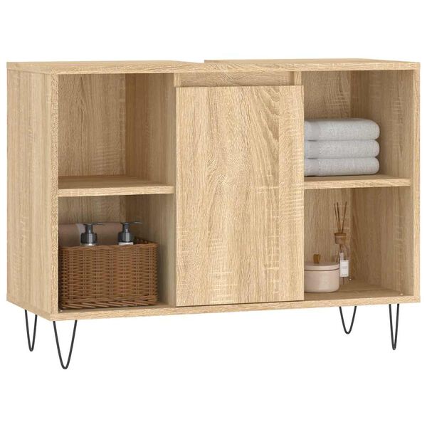vidaXL Bathroom Cabinet Sonoma Oak 80x33x60 cm Engineered Wood