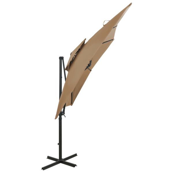vidaXL Cantilever Garden Parasol with Double Top 250x250 cm Taupe