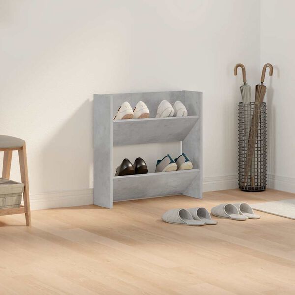 vidaXL Wall Shoe Cabinet Concrete Grey 60x18x60 cm Engineered Wood