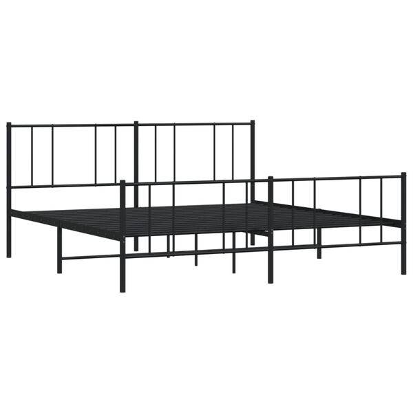 vidaXL Metal Bed Frame without Mattress with Footboard Black 200x200cm