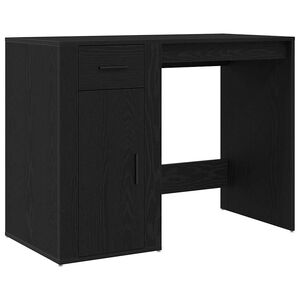 vidaXL Desk with Drawer Black Oak 100 x 49 x 74 cm Engineered Wood