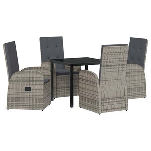 vidaXL Garden Dining Set 5 pcs Grey Poly Rattan
