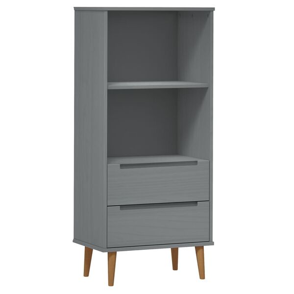 vidaXL Bookcase MOLDE Grey 60x35x133,5 cm Solid Wood Pine