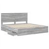 vidaXL Bed Frame with Drawer Grey Sonoma 200 x 200 cm Engineer Wood
