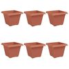 vidaXL Square Flower Pot 6 pcs Brick Red 38 x 38 x 30 cm Plastic