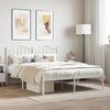 vidaXL Metal Bed Frame without Mattress with Headboard White 140x200cm